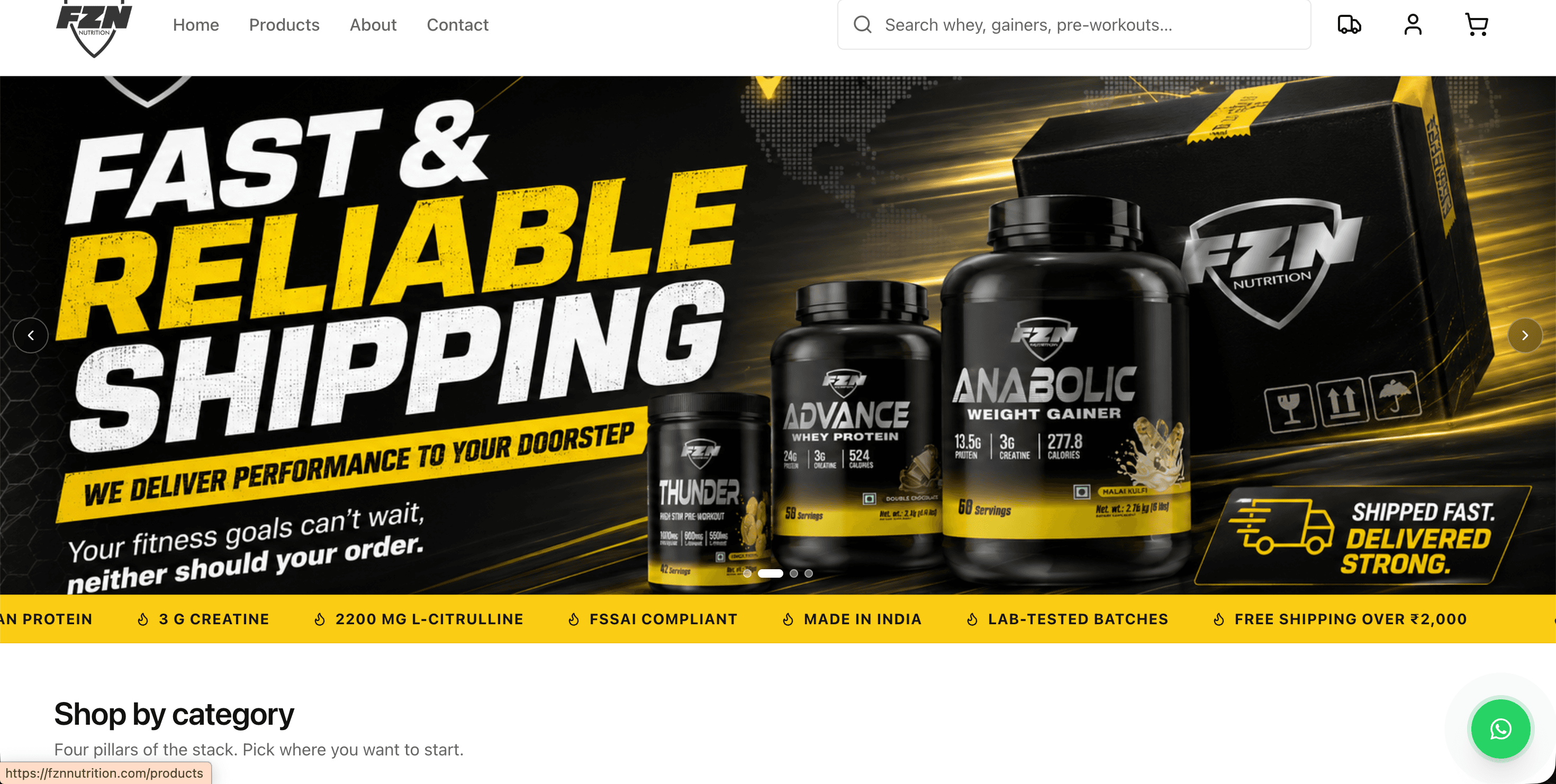 FZN Nutrition storefront on Store Axis