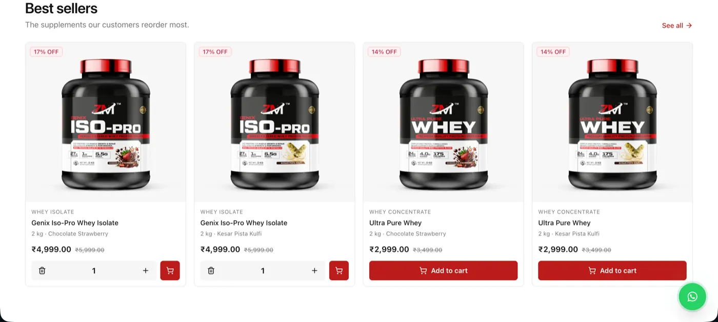ZM Nutrition storefront on Store Axis